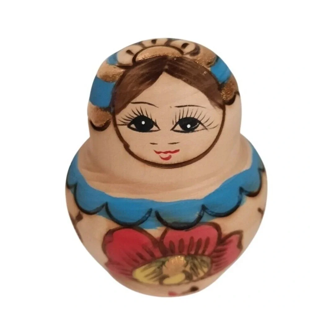 Vintage Russian Nesting Dolls Matryoshka Hand Painted Wood 8 Piece Set Floral